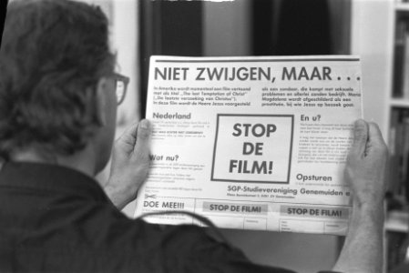 Advertentie tegen film over Jezus The last temptation, Bestanddeelnr 934-3113
