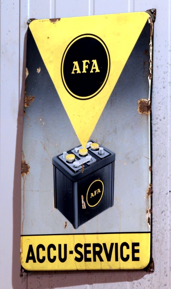 AFA accu-service enamel advert sign at the den hartog ford museum