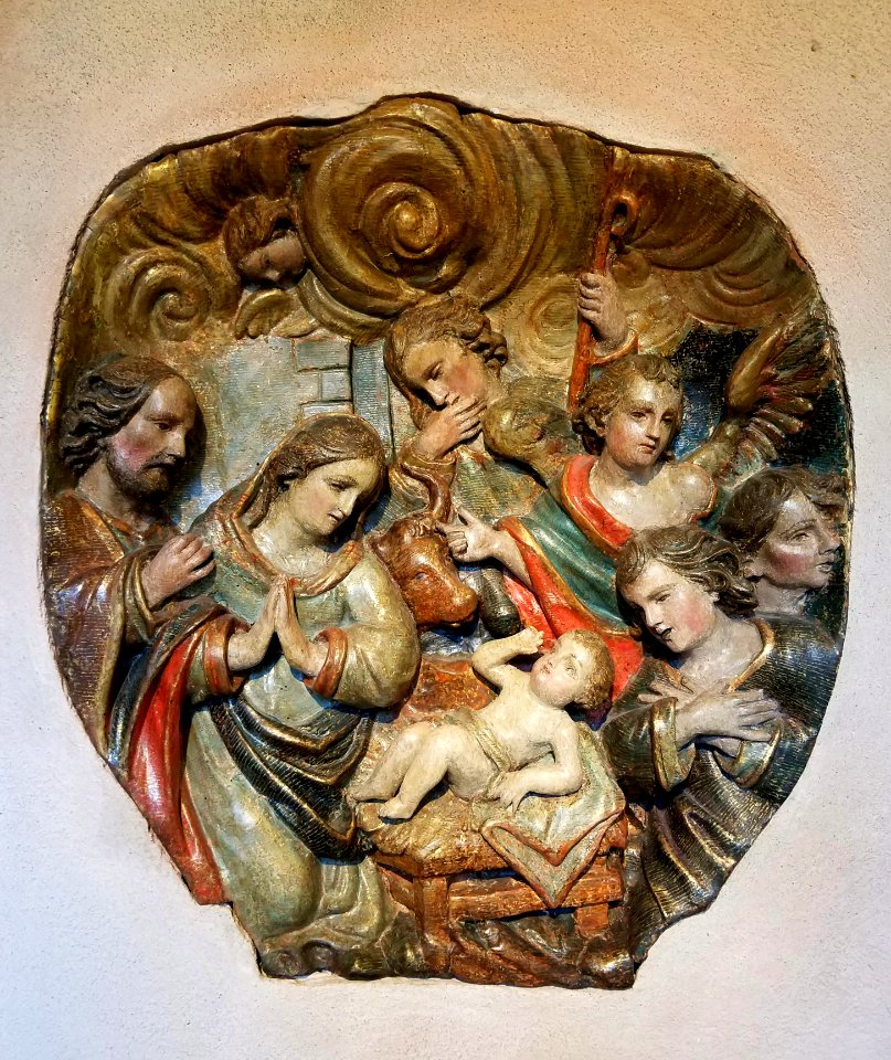 Adoration of the Christ Child, Spain, c. 1650, gilded and polychrome wood - Hyde Collection - Glens Falls, NY - 20180224 120848