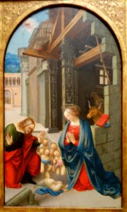 Adoration of the Child by Girolamo Giovenone, Italy (Piedmont), c. 1510-1555, oil or tempera and gold on wood panel - Chazen Museum of Art - DSC02059