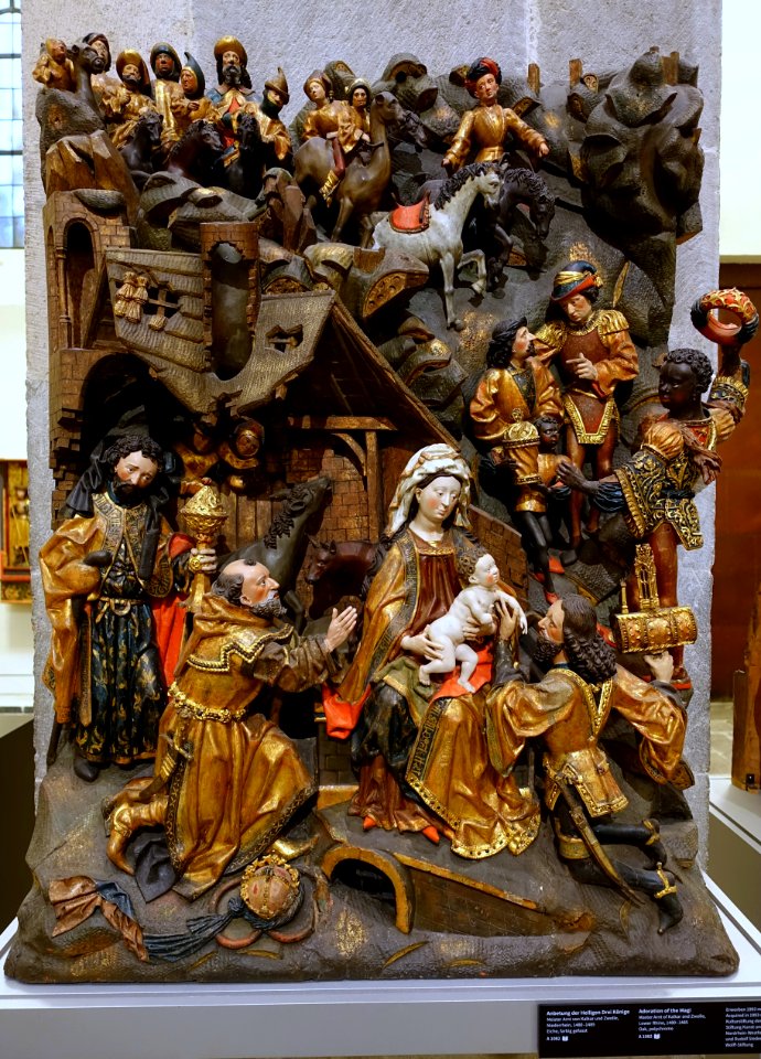 Adoration of the Magi, Master Arnt of Kalkar and Zwolle, Lower Rhine, 1480-1485, oak, polychrome - Museum Schnütgen - Cologne, Germany - DSC00094