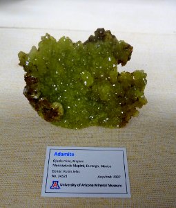 Adamite, Ojuela mine, Mapimi, Municipio de Mapimi, Durango, Mexico - University of Arizona Mineral Museum - University of Arizona - Tucson, AZ - DSC08526