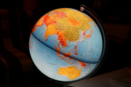 Map of the world meridian hemisphere