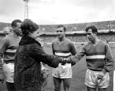 Aktie Dousadj De spelers van Feyenoord worden aan prinses Margriet voorgesteld , Bestanddeelnr 915-6250