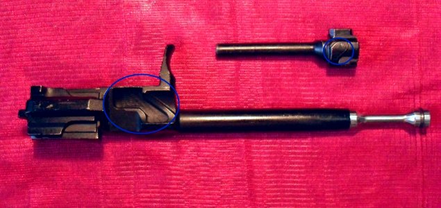 AKS74U bolt and carrier locking lugs