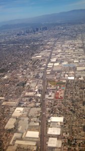 Alameda Rail Corridor and Downtown LA from air