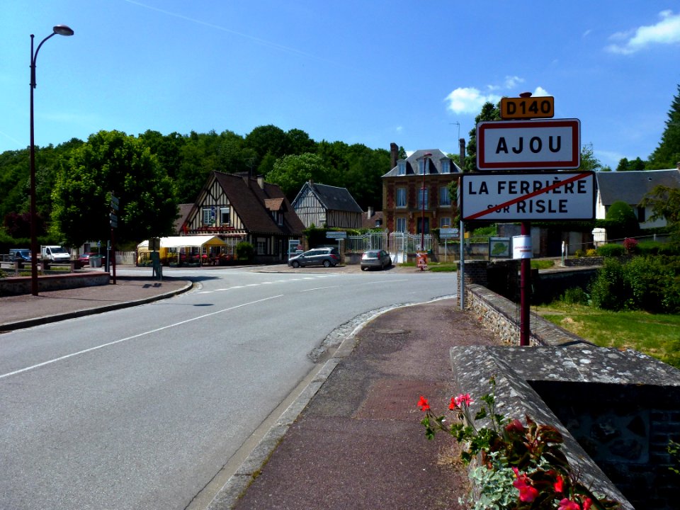 Ajou (Eure, Fr) city limit sign