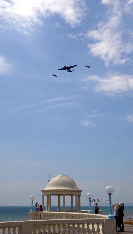 Aircraft flypast, The Colonnade, Bexhill