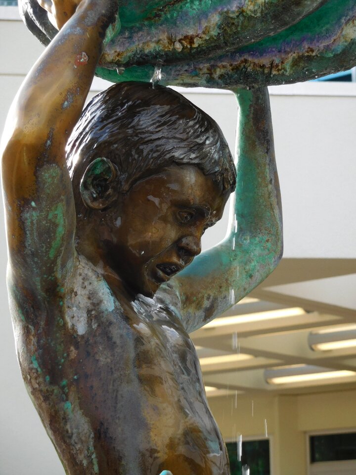 Child boy fountain