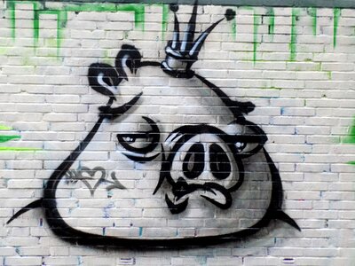 Pig sprayer wall painting