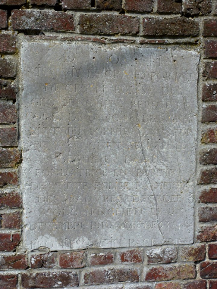 Aire-sur-la-Lys (Pas-de-Calais, Fr) église de Glomenghem, plaquette