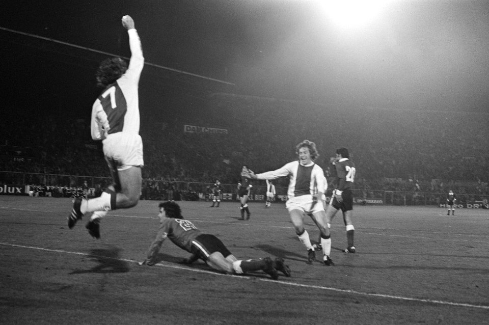 Ajax tegen Independiente 3-0, tweede wedstrijd voor wereldbeker, Johan Neeskens , Bestanddeelnr 925-9135