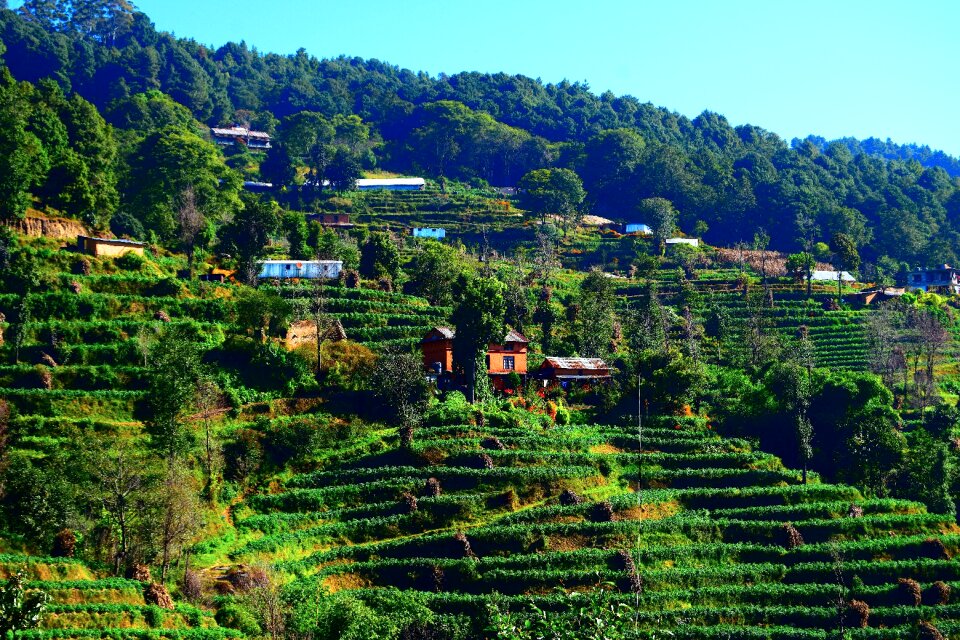 Countryside hill green village