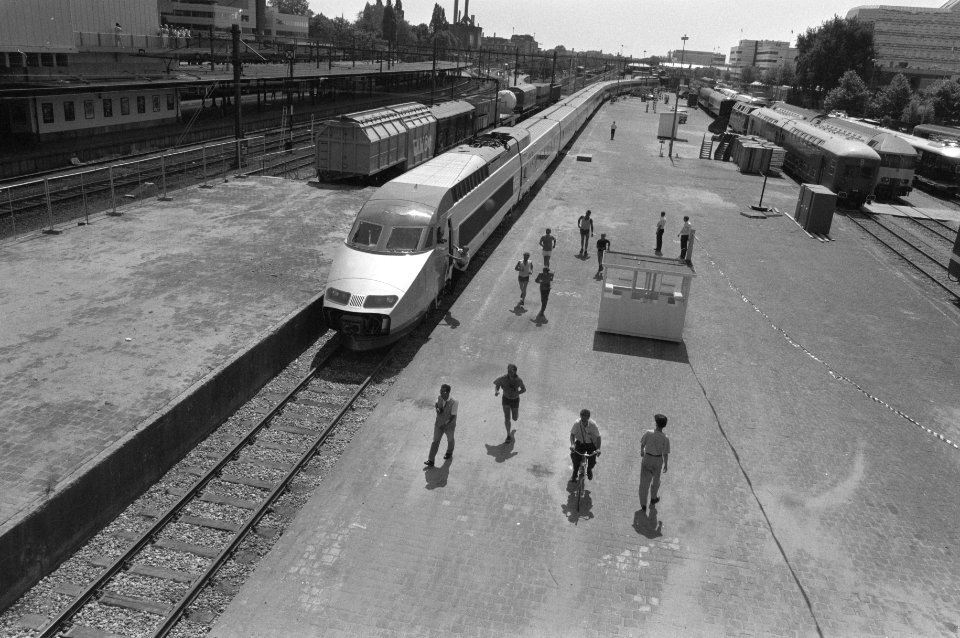 Aankomst van de Franse TGV Atlantique in kader manifestatie Treinen door de t, Bestanddeelnr 934-4721