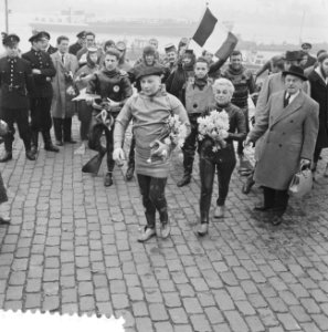 Aankomst Franse kikvorsman Louis Lourmais in Rotterdam Louis en Liliane Lourmais, Bestanddeelnr 911-1243