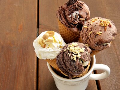 Waffle ice cream cone chocolate photo