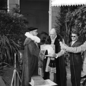 Aankomst Floriadepostkoets bij Hortus Botanicus te Leiden, Bestanddeelnr 911-2276