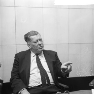 Aankomst van ex-bokser Gene Tunney op Schiphol tijdens de persconferentie, Bestanddeelnr 918-5216