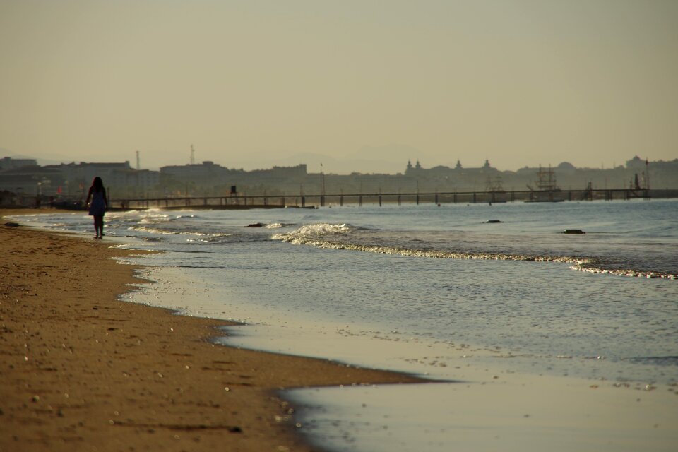 In the morning a walk waves