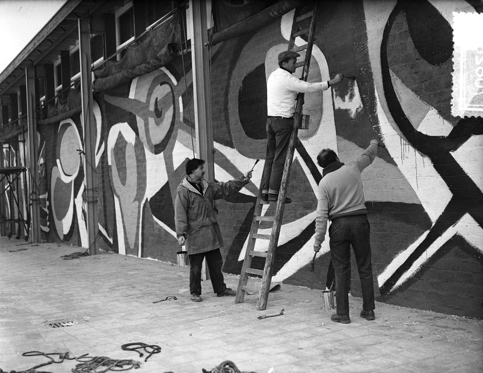 Aanbouw tentoonstelling E55 Rotterdam, Bestanddeelnr 907-0826