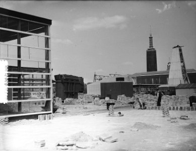 Aanbouw tentoonstelling E55 Rotterdam, Bestanddeelnr 907-0819