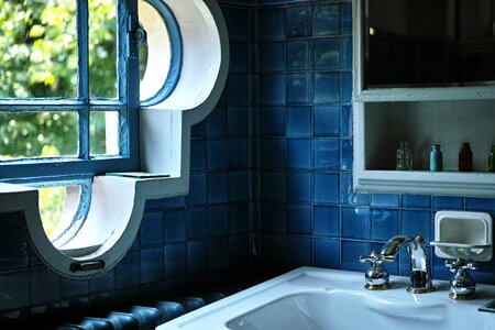 Washroom windows blue