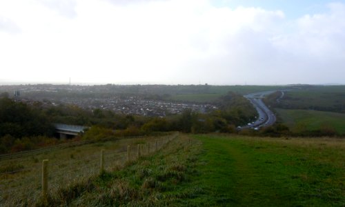 A27 Brighton Bypass seen from South Downs above Hangleton (October 2017) (4)