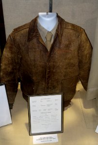 A-2 leather flight jacket, Army Air Corps, World War II, owned by Lt. Col. W. C. Dale - Oregon Air and Space Museum - Eugene, Oregon - DSC09892