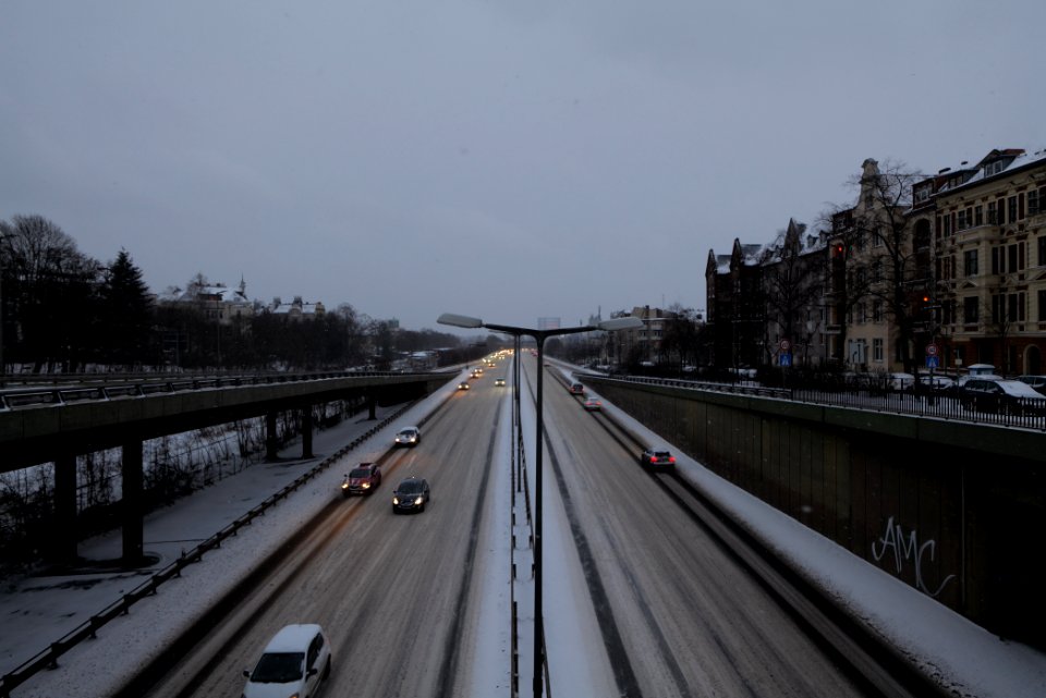 A103 from Friedenauer Brücke with snow 2021-02-08 02