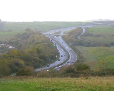 A27 Brighton Bypass seen from South Downs above Hangleton (October 2017) (5)