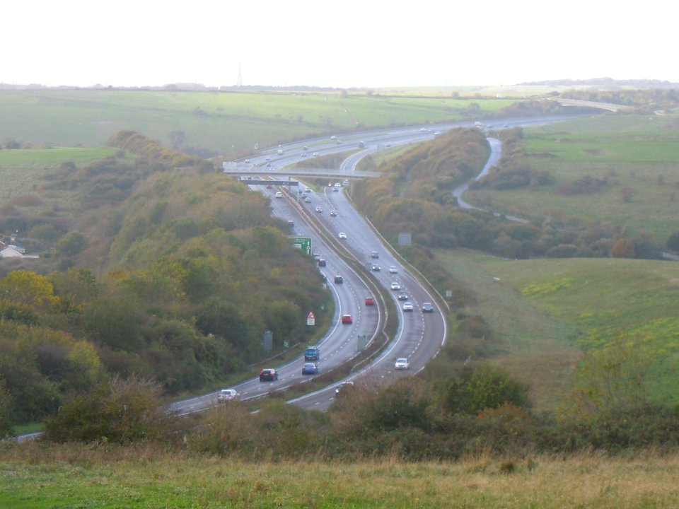 A27 Brighton Bypass seen from South Downs above Hangleton (October 2017) (6)