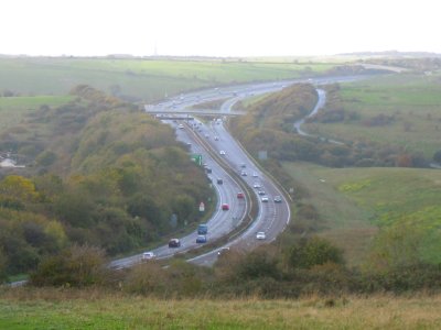 A27 Brighton Bypass seen from South Downs above Hangleton (October 2017) (6)