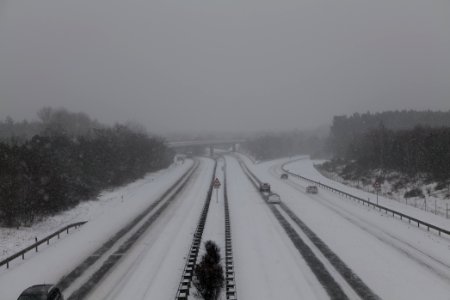 A10 from R1 bridge Ferch with snow 2021-02-07 08