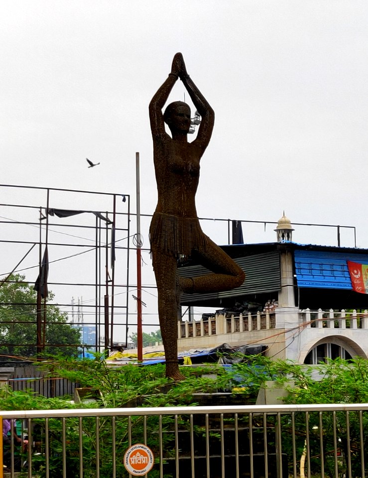A woman doing Yoga - A statue in Prayagraj