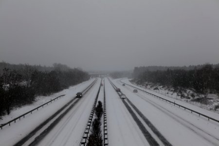 A10 from R1 bridge Ferch with snow 2021-02-07 07