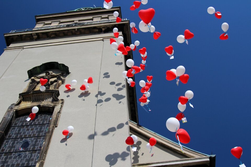 Heart sky blue church