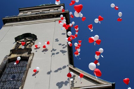 Heart sky blue church