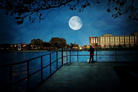 Night lunar city photo