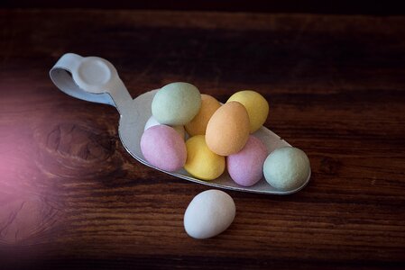 Eggs with frosting colorful color photo
