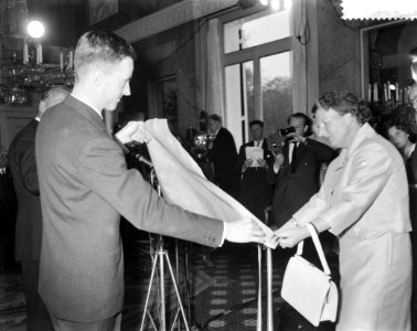 Aanbieden geschenk van het Nederlandse Volk aan koningin Juliana vanwege haar 50, Bestanddeelnr 910-3295