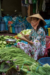 Vietnamese woman vegetables food photo