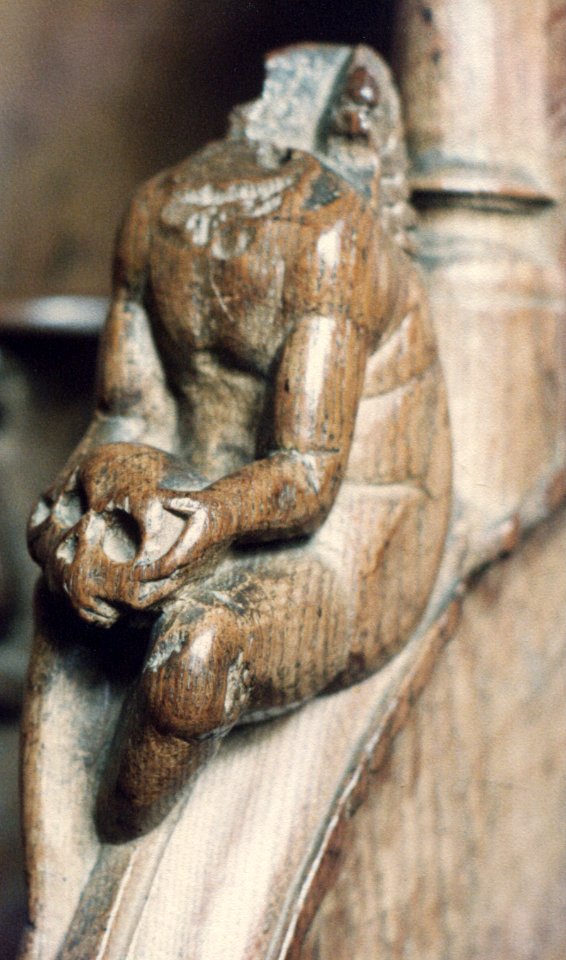 Abbaye de Montbenoît, choir stall (detail)