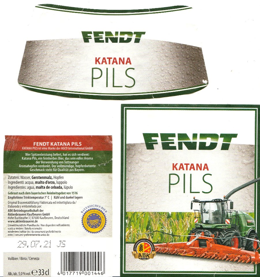 ABK Betriebsgesellschaft der Aktienbrauerei Kaufbeuren GmbH - Fendt Katana Pils
