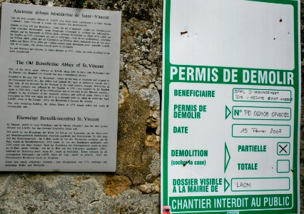 Abbaye Saint-Vincent de Laon, permis de demolir