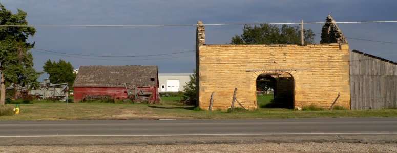Abram Click farmstead granary and barn from W 1