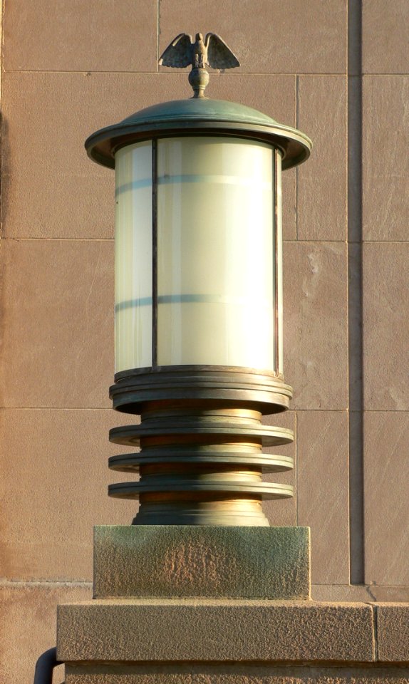 Aberdeen, SD, old post office, N side, E entrance, lantern 1