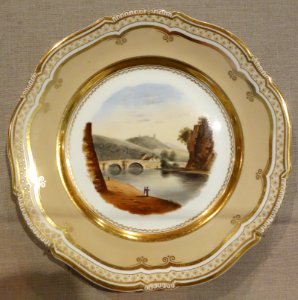 Aber Dillas Bridge, South Wales - Coalport Porcelain Factory, Shropshire, England, c. 1820-1830, porcelain - De Young Museum - DSC00910