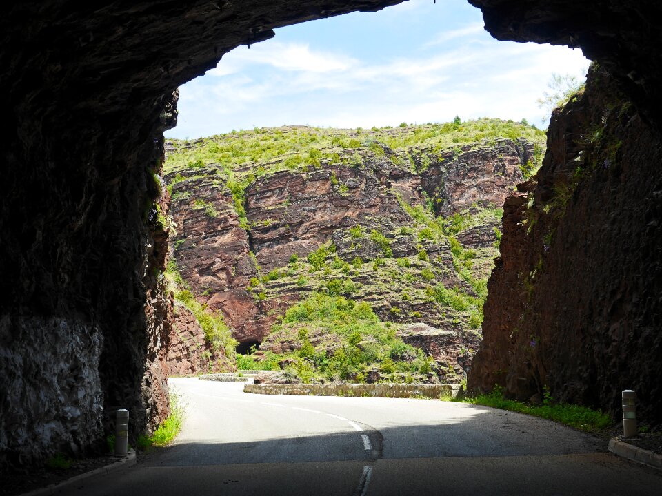Rock of layer of curvaceous mountain road