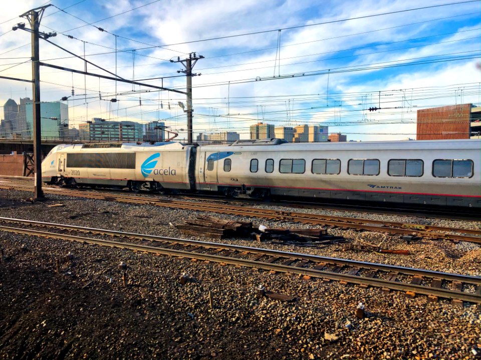 Acela Express just out side of Newark Penn Station