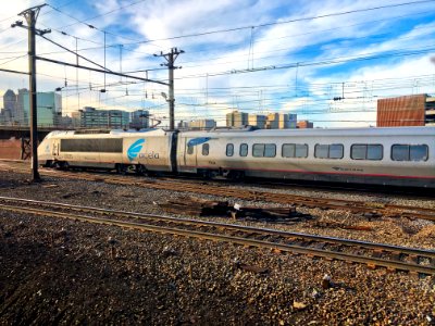 Acela Express just out side of Newark Penn Station photo